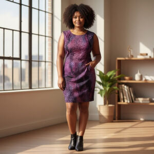 Daphne By Lucian Matis Women's Pink and Purple Print Dress NEW Sz L